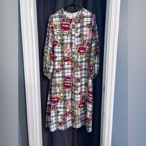 Zadie Bs - Button-Front Floral Plaid Dress